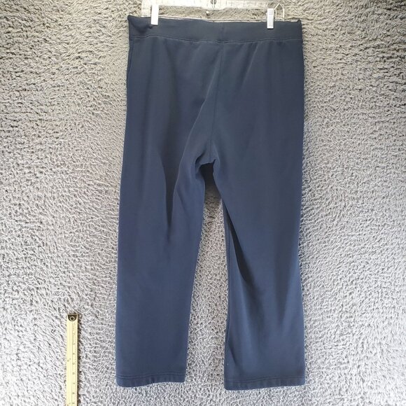Lands End Pants Womens Medium Navy Blue Fleece Lined Cotton Blend Lounge Joggers - Picture 9 of 10